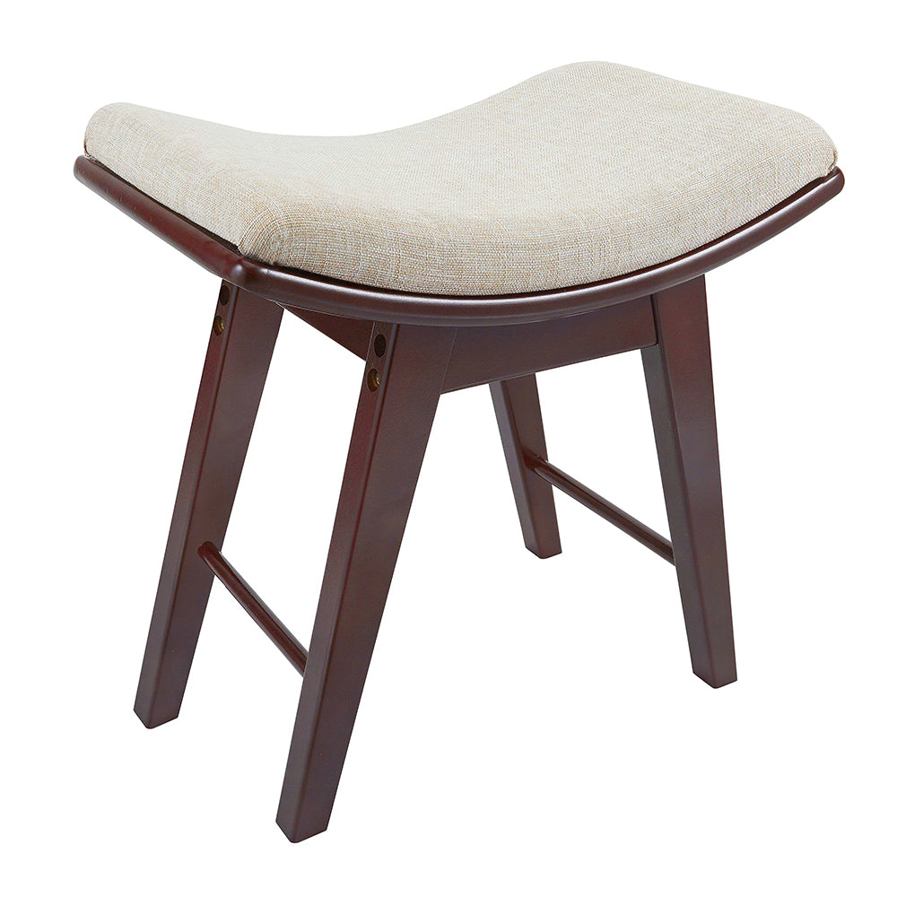 Modern Vanity Stool with Concave Seat, Black Wooden Makeup Chair, 300lb