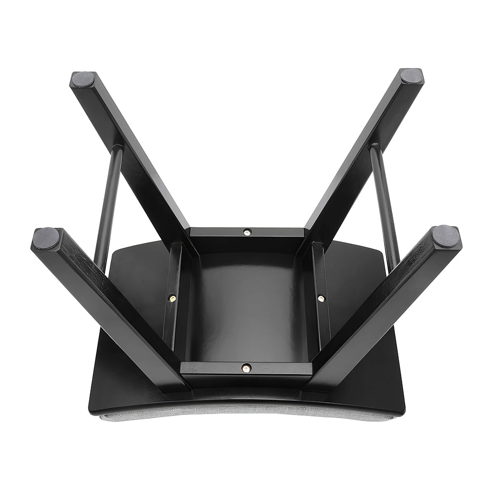 Modern Vanity Stool with Concave Seat, Black Wooden Makeup Chair, 300lb