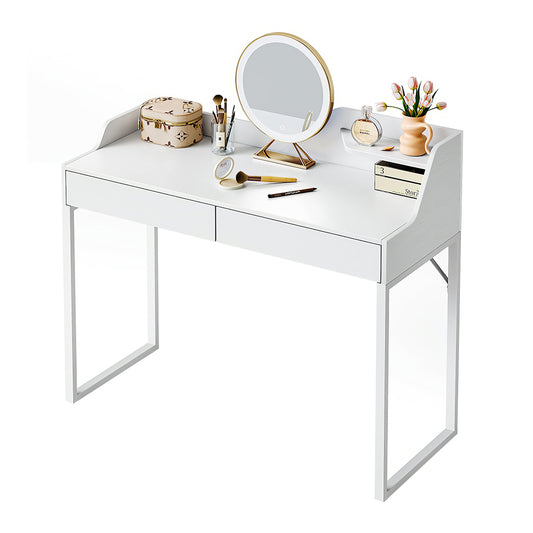 40" White Vanity Desk with 2 Drawers, Modern Computer & Makeup Desk