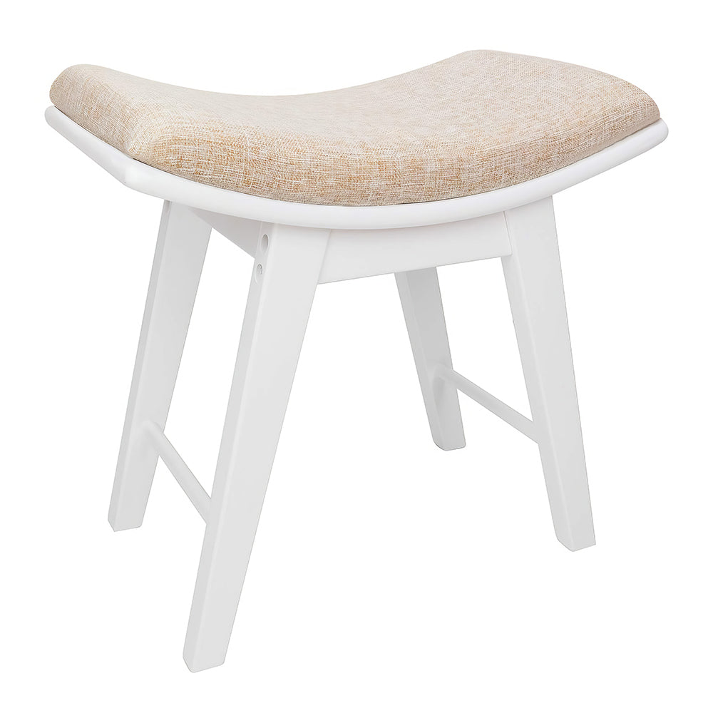 Modern Vanity Stool with Concave Seat, Black Wooden Makeup Chair, 300lb