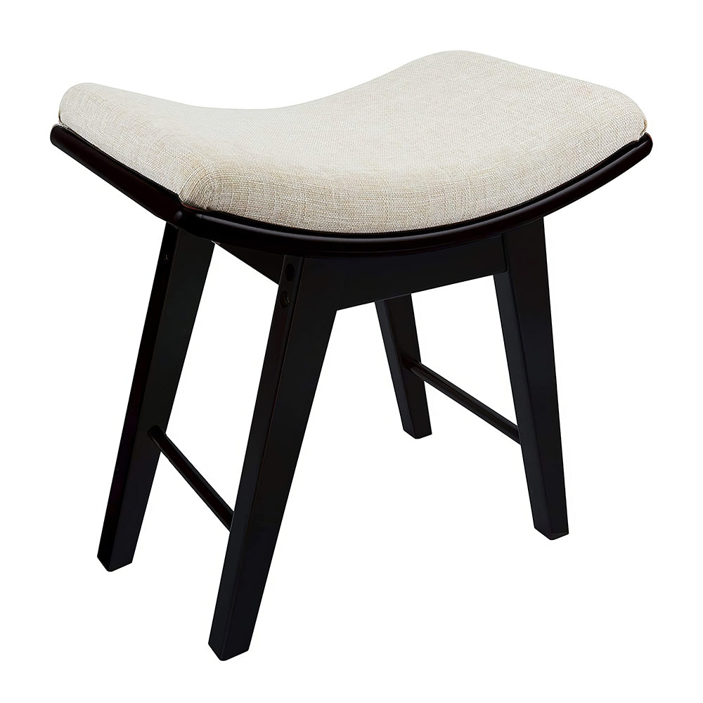 Modern Vanity Stool with Concave Seat, Black Wooden Makeup Chair, 300lb