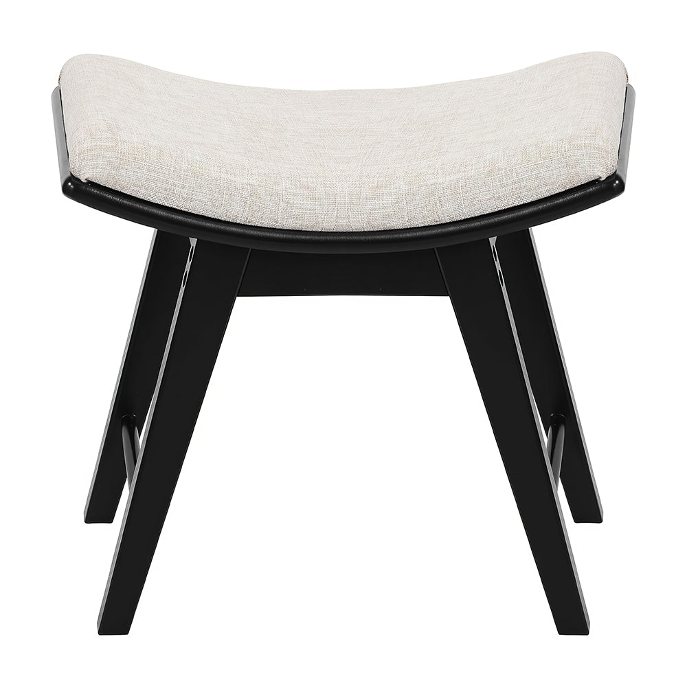 Modern Vanity Stool with Concave Seat, Black Wooden Makeup Chair, 300lb